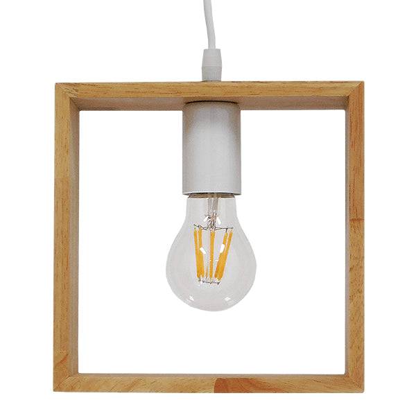 GloboStar® ELISE 01428 Μοντέρνο Κρεμαστό Φωτιστικό Οροφής Μονόφωτο Μπεζ Ξύλινο Δρυς Μ20 x Π8 x Υ23cm - ledmania.gr