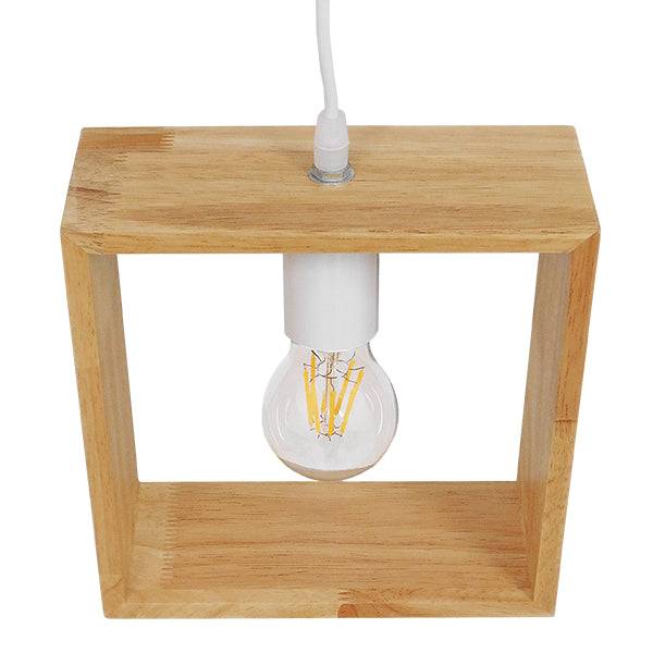 GloboStar® ELISE 01428 Μοντέρνο Κρεμαστό Φωτιστικό Οροφής Μονόφωτο Μπεζ Ξύλινο Δρυς Μ20 x Π8 x Υ23cm - ledmania.gr