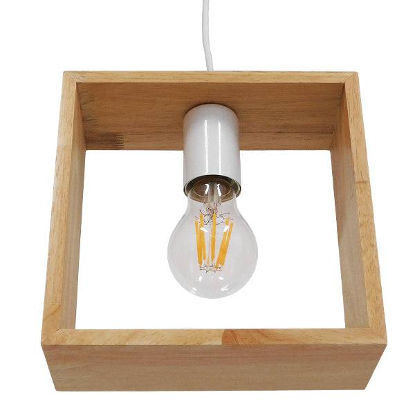 GloboStar® ELISE 01428 Μοντέρνο Κρεμαστό Φωτιστικό Οροφής Μονόφωτο Μπεζ Ξύλινο Δρυς Μ20 x Π8 x Υ23cm - ledmania.gr