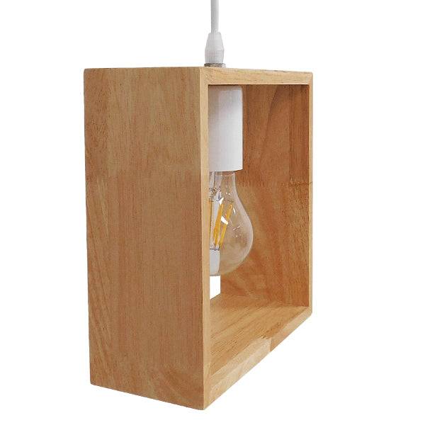 GloboStar® ELISE 01428 Μοντέρνο Κρεμαστό Φωτιστικό Οροφής Μονόφωτο Μπεζ Ξύλινο Δρυς Μ20 x Π8 x Υ23cm - ledmania.gr