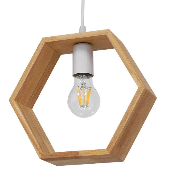GloboStar® ELISE 01429 Μοντέρνο Κρεμαστό Φωτιστικό Οροφής Μονόφωτο Μπεζ Ξύλινο Δρυς Μ26 x Π8 x Υ25cm - ledmania.gr