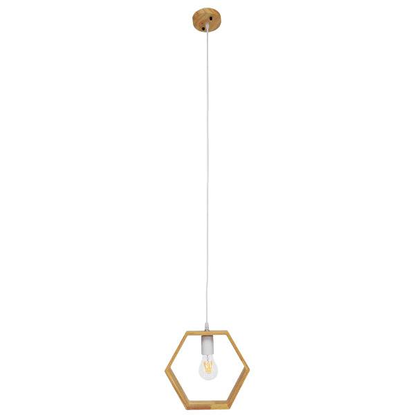 GloboStar® ELISE 01429 Μοντέρνο Κρεμαστό Φωτιστικό Οροφής Μονόφωτο Μπεζ Ξύλινο Δρυς Μ26 x Π8 x Υ25cm - ledmania.gr