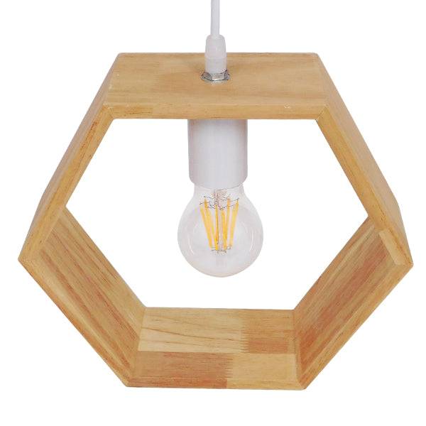 GloboStar® ELISE 01429 Μοντέρνο Κρεμαστό Φωτιστικό Οροφής Μονόφωτο Μπεζ Ξύλινο Δρυς Μ26 x Π8 x Υ25cm - ledmania.gr