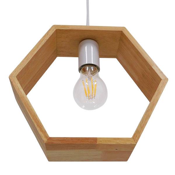 GloboStar® ELISE 01429 Μοντέρνο Κρεμαστό Φωτιστικό Οροφής Μονόφωτο Μπεζ Ξύλινο Δρυς Μ26 x Π8 x Υ25cm - ledmania.gr