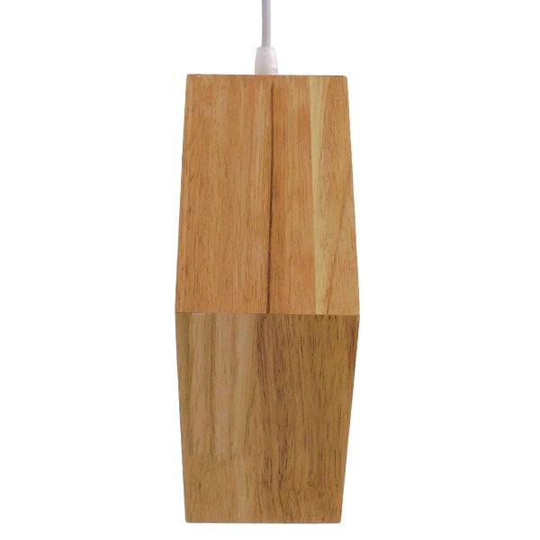 GloboStar® ELISE 01429 Μοντέρνο Κρεμαστό Φωτιστικό Οροφής Μονόφωτο Μπεζ Ξύλινο Δρυς Μ26 x Π8 x Υ25cm - ledmania.gr