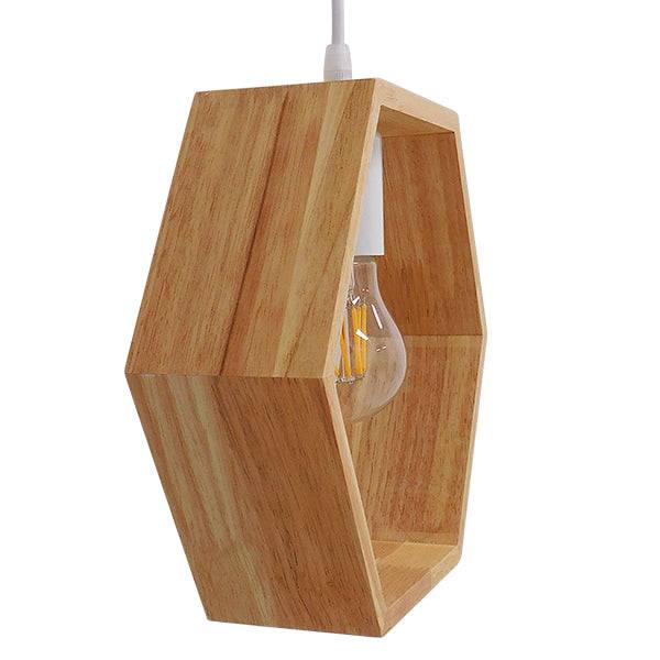 GloboStar® ELISE 01429 Μοντέρνο Κρεμαστό Φωτιστικό Οροφής Μονόφωτο Μπεζ Ξύλινο Δρυς Μ26 x Π8 x Υ25cm - ledmania.gr