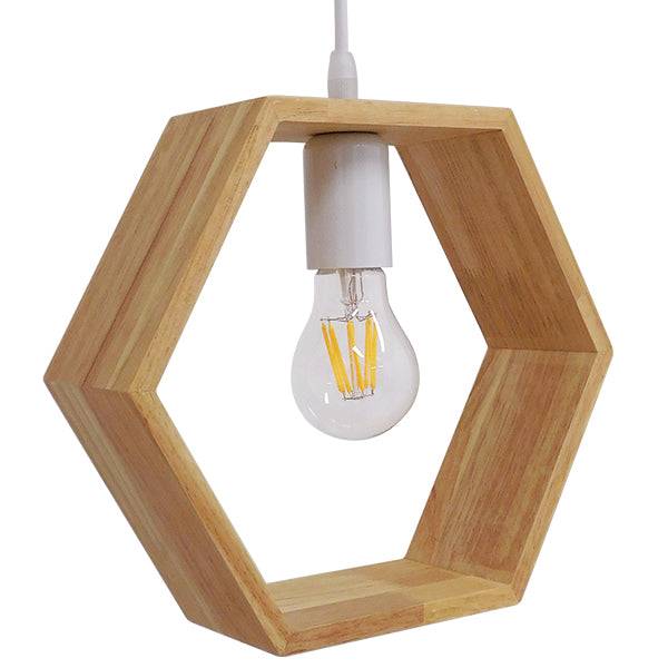 GloboStar® ELISE 01429 Μοντέρνο Κρεμαστό Φωτιστικό Οροφής Μονόφωτο Μπεζ Ξύλινο Δρυς Μ26 x Π8 x Υ25cm - ledmania.gr