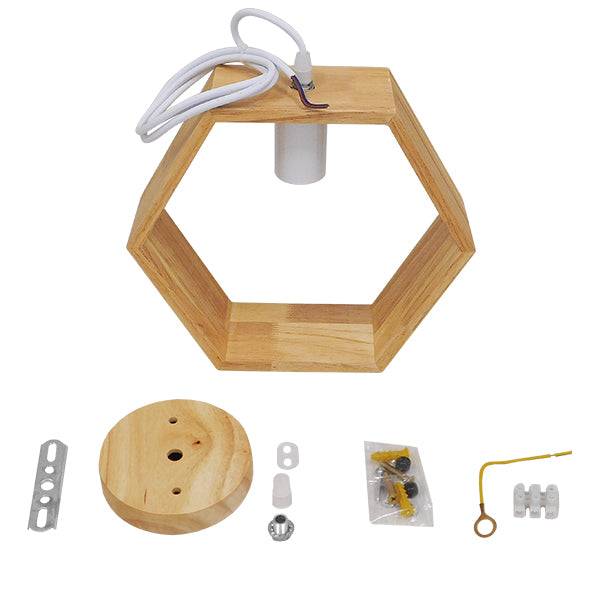 GloboStar® ELISE 01429 Μοντέρνο Κρεμαστό Φωτιστικό Οροφής Μονόφωτο Μπεζ Ξύλινο Δρυς Μ26 x Π8 x Υ25cm - ledmania.gr