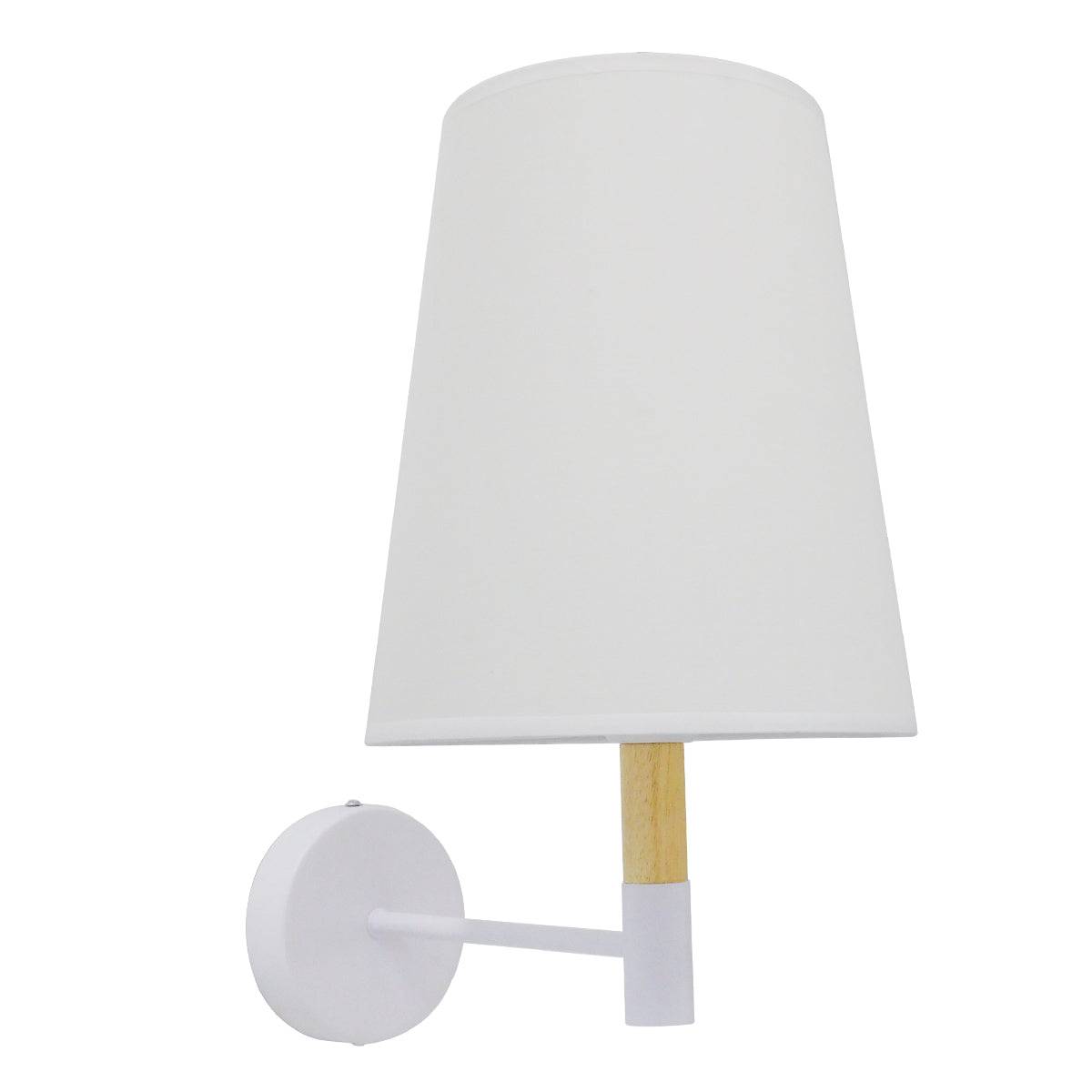 GloboStar® LYDFORD 01433 Μοντέρνο Φωτιστικό Τοίχου Απλίκα Μονόφωτο Λευκό με Μπέζ Ξύλο Μεταλλικό Φ20 x Y36cm - ledmania.gr