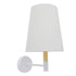 GloboStar® LYDFORD 01433 Μοντέρνο Φωτιστικό Τοίχου Απλίκα Μονόφωτο Λευκό με Μπέζ Ξύλο Μεταλλικό Φ20 x Y36cm - ledmania.gr