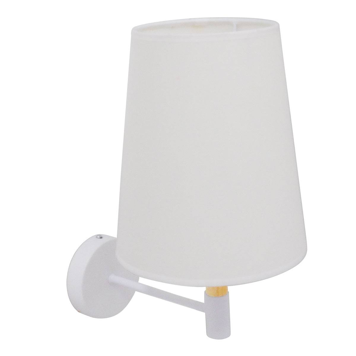 GloboStar® LYDFORD 01433 Μοντέρνο Φωτιστικό Τοίχου Απλίκα Μονόφωτο Λευκό με Μπέζ Ξύλο Μεταλλικό Φ20 x Y36cm - ledmania.gr