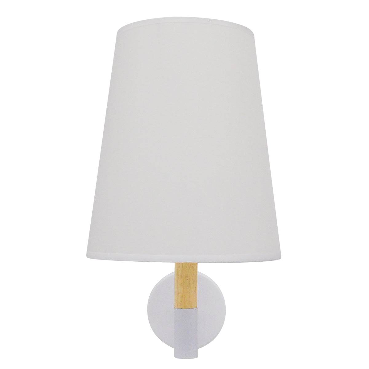 GloboStar® LYDFORD 01433 Μοντέρνο Φωτιστικό Τοίχου Απλίκα Μονόφωτο Λευκό με Μπέζ Ξύλο Μεταλλικό Φ20 x Y36cm - ledmania.gr