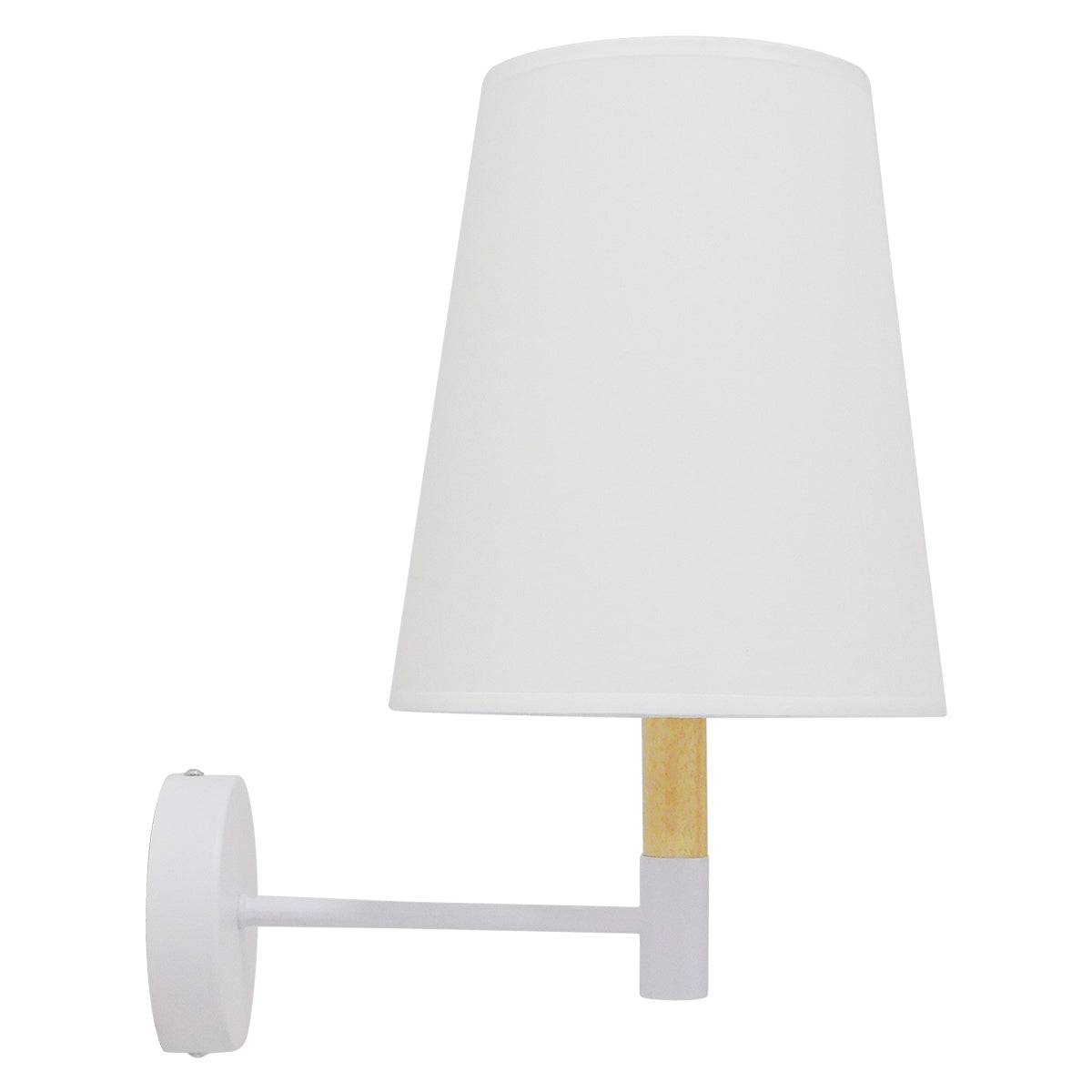GloboStar® LYDFORD 01433 Μοντέρνο Φωτιστικό Τοίχου Απλίκα Μονόφωτο Λευκό με Μπέζ Ξύλο Μεταλλικό Φ20 x Y36cm - ledmania.gr