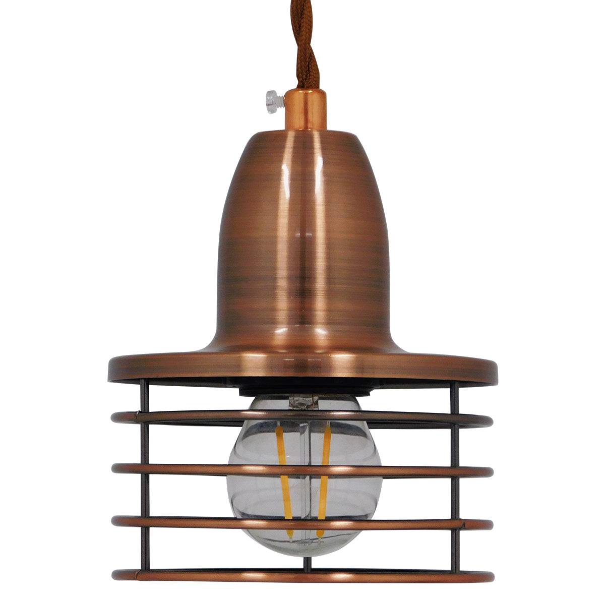 GloboStar® MANHATTAN 01453 Μοντέρνο Industrial Κρεμαστό Φωτιστικό Οροφής Μονόφωτο Μεταλλικό Χάλκινο Καμπάνα Φ11 x Υ14cm - ledmania.gr