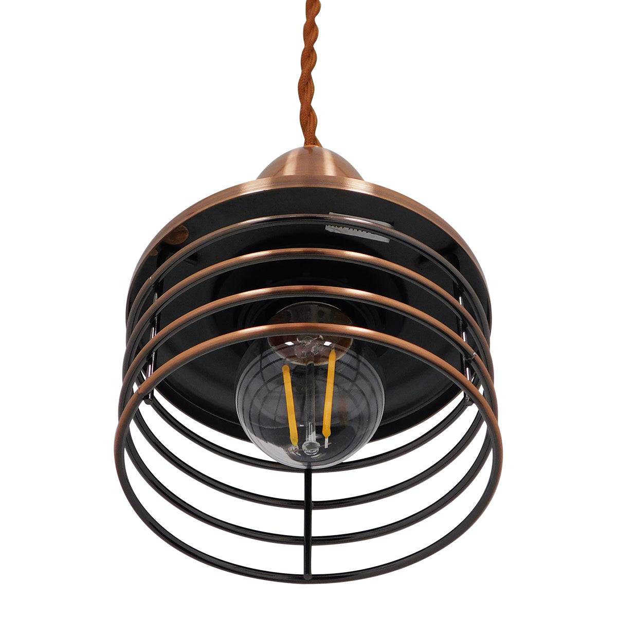 GloboStar® MANHATTAN 01453 Μοντέρνο Industrial Κρεμαστό Φωτιστικό Οροφής Μονόφωτο Μεταλλικό Χάλκινο Καμπάνα Φ11 x Υ14cm - ledmania.gr