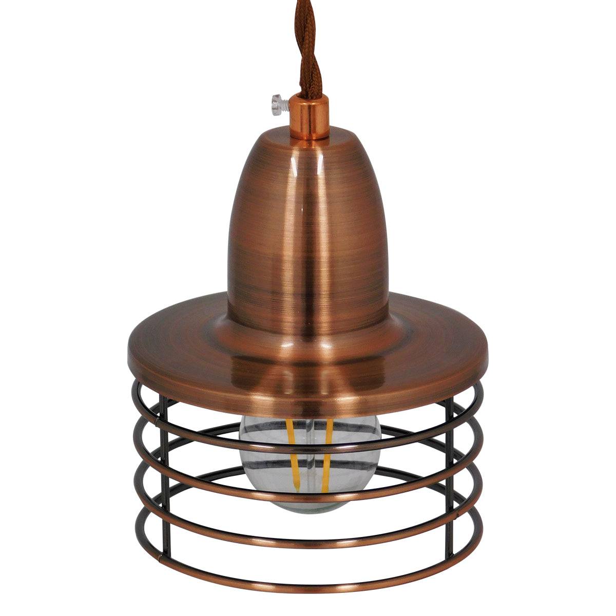 GloboStar® MANHATTAN 01453 Μοντέρνο Industrial Κρεμαστό Φωτιστικό Οροφής Μονόφωτο Μεταλλικό Χάλκινο Καμπάνα Φ11 x Υ14cm - ledmania.gr