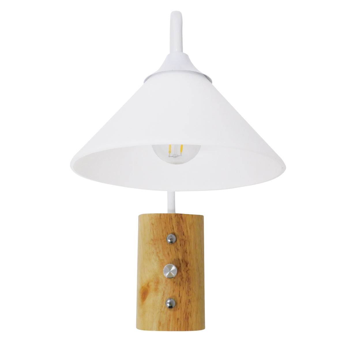 GloboStar® ALESSIA 01458 Μοντέρνο Φωτιστικό Τοίχου Απλίκα Μονόφωτο Λευκό με Ξύλινη Βάση και Διακόπτη ON/OFF Μεταλλικό Φ18 x Y29cm - ledmania.gr