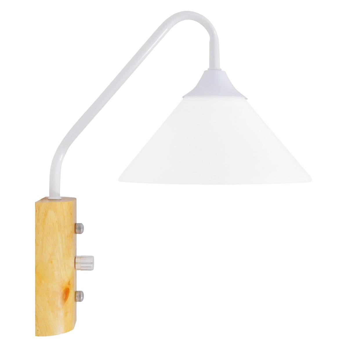GloboStar® ALESSIA 01458 Μοντέρνο Φωτιστικό Τοίχου Απλίκα Μονόφωτο Λευκό με Ξύλινη Βάση και Διακόπτη ON/OFF Μεταλλικό Φ18 x Y29cm - ledmania.gr
