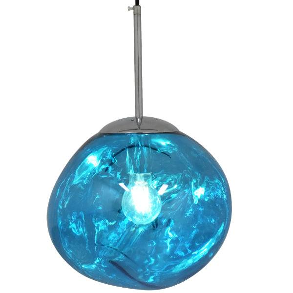 GloboStar® DIXAR 01463 Μοντέρνο Κρεμαστό Φωτιστικό Οροφής Μονόφωτο Γυάλινο Μπλε Φ28 x Υ40cm - ledmania.gr