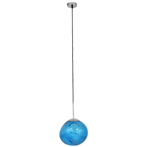 GloboStar® DIXAR 01463 Μοντέρνο Κρεμαστό Φωτιστικό Οροφής Μονόφωτο Γυάλινο Μπλε Φ28 x Υ40cm - ledmania.gr