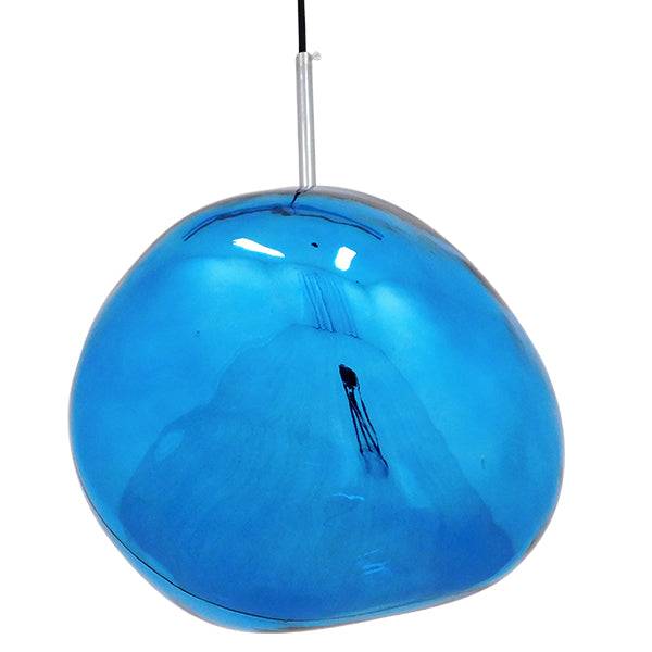 GloboStar® DIXAR 01463 Μοντέρνο Κρεμαστό Φωτιστικό Οροφής Μονόφωτο Γυάλινο Μπλε Φ28 x Υ40cm - ledmania.gr