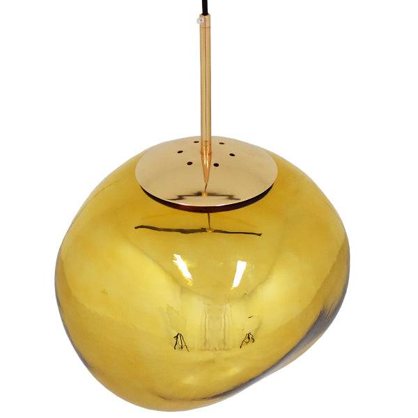 GloboStar® DIXAR 01466 Μοντέρνο Κρεμαστό Φωτιστικό Οροφής Μονόφωτο Γυάλινο Χρυσό Φ36 x Υ45cm - ledmania.gr