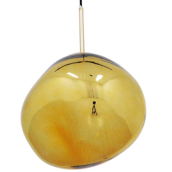 GloboStar® DIXAR 01466 Μοντέρνο Κρεμαστό Φωτιστικό Οροφής Μονόφωτο Γυάλινο Χρυσό Φ36 x Υ45cm - ledmania.gr