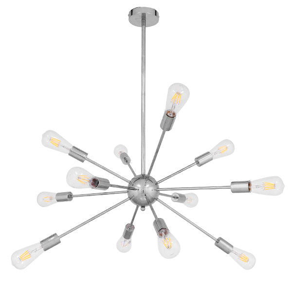 GloboStar® MILANO 01487 Μοντέρνο Industrial Φωτιστικό Οροφής Πολύφωτο Ασημί Νίκελ Μεταλλικό Φ80 x Y78cm - ledmania.gr