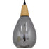 GloboStar® NOAH 01489 Μοντέρνο Κρεμαστό Φωτιστικό Οροφής Μονόφωτο Γυάλινο με Ξύλο Μαύρο Φιμέ Νίκελ Φ16 x Υ30cm - ledmania.gr