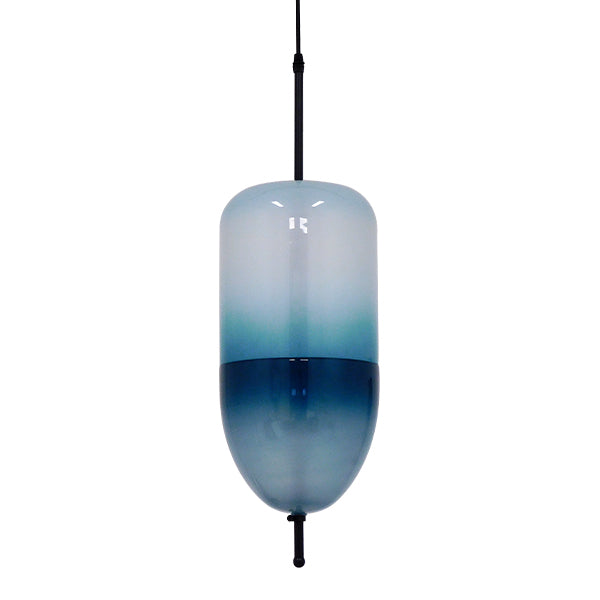 GloboStar® TEARDROP 01504 Μοντέρνο Κρεμαστό Φωτιστικό Οροφής Μονόφωτο Γυάλινο Τιρκουάζ Διάφανο Φ20 x Υ65cm - ledmania.gr