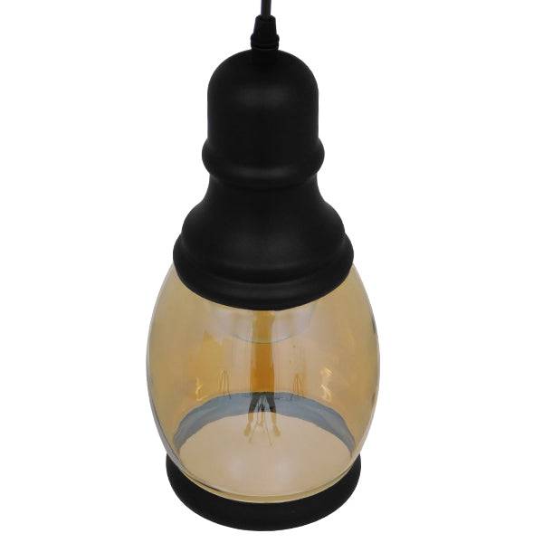 GloboStar® JACK 01507 Vintage Κρεμαστό Φωτιστικό Οροφής Μονόφωτο Γυάλινο Μελί Διάφανο Φ14 x Υ30cm - ledmania.gr