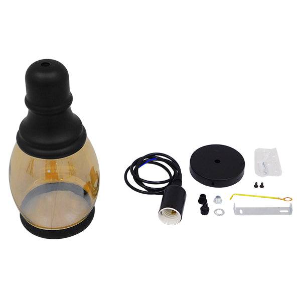 GloboStar® JACK 01507 Vintage Κρεμαστό Φωτιστικό Οροφής Μονόφωτο Γυάλινο Μελί Διάφανο Φ14 x Υ30cm - ledmania.gr