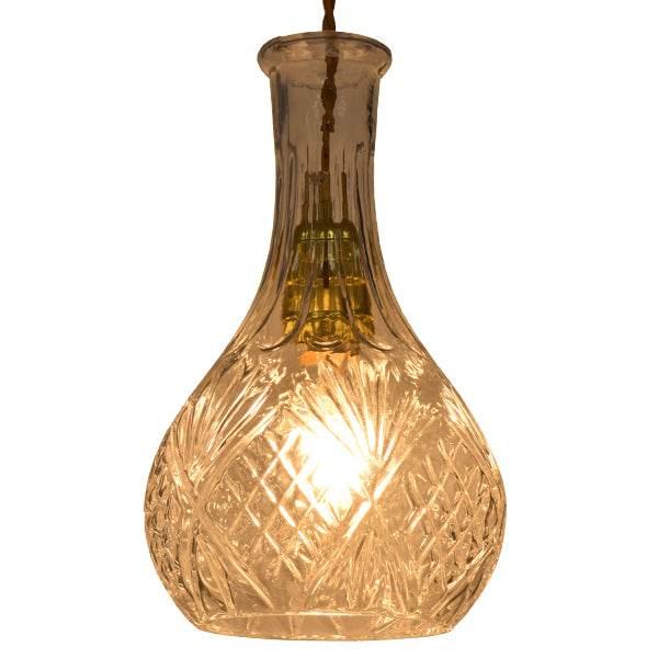 GloboStar® RUM 01514 Vintage Κρεμαστό Φωτιστικό Οροφής Μονόφωτο Γυάλινο Διάφανο Φ14 x Υ23cm - ledmania.gr