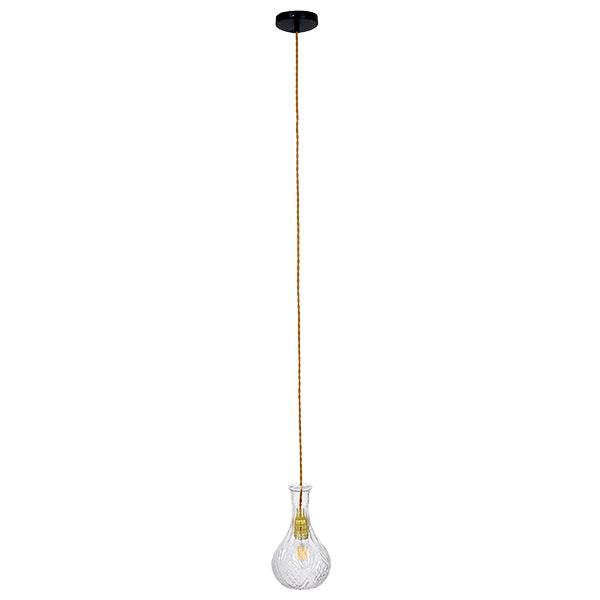 GloboStar® RUM 01514 Vintage Κρεμαστό Φωτιστικό Οροφής Μονόφωτο Γυάλινο Διάφανο Φ14 x Υ23cm - ledmania.gr