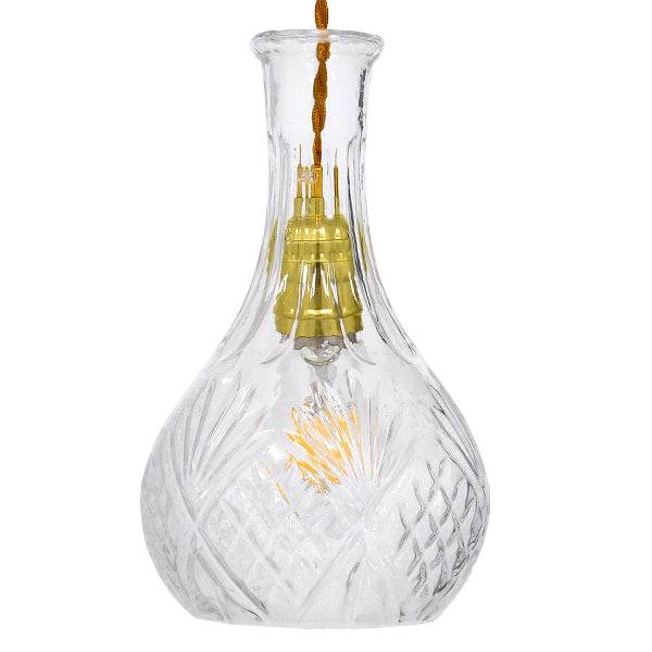 GloboStar® RUM 01514 Vintage Κρεμαστό Φωτιστικό Οροφής Μονόφωτο Γυάλινο Διάφανο Φ14 x Υ23cm - ledmania.gr