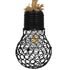 GloboStar® URBAN 01521 Vintage Industrial Κρεμαστό Φωτιστικό Οροφής Μονόφωτο Μαύρο Μεταλλικό Πλέγμα με Μπεζ Σχοινί Φ15 x Υ25cm - ledmania.gr