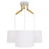 GloboStar® RAMSON 01526 Μοντέρνο Κρεμαστό Φωτιστικό Οροφής Τρίφωτο Λευκό με Ξύλο και Υφασμάτινα Καπελα Φ67 x Υ65cm - ledmania.gr