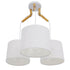 GloboStar® RAMSON 01526 Μοντέρνο Κρεμαστό Φωτιστικό Οροφής Τρίφωτο Λευκό με Ξύλο και Υφασμάτινα Καπελα Φ67 x Υ65cm - ledmania.gr
