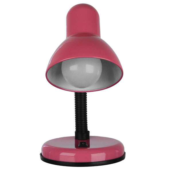 GloboStar® STUDENT PINK 01534 Μοντέρνο Επιτραπέζιο Φωτιστικό Γραφείου Μονόφωτο Μεταλλικό Ροζ Λευκό με Διακόπτη ΟN/OFF Φ12 x Υ32cm