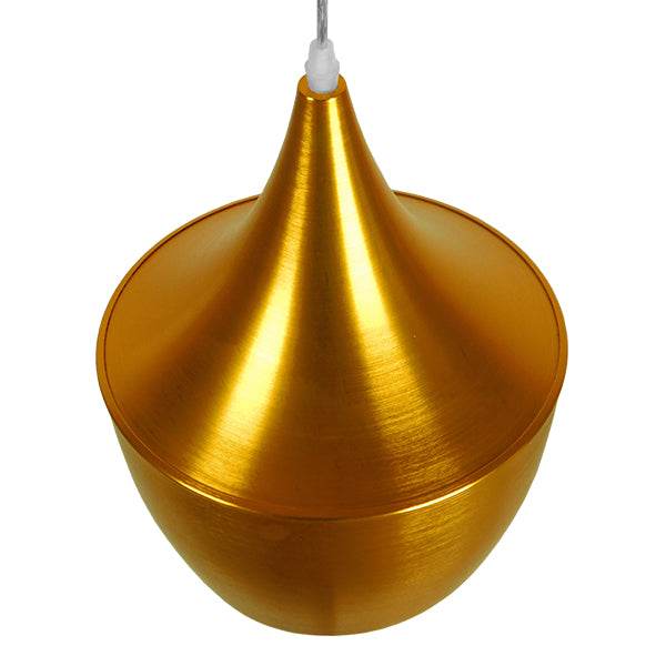 GloboStar® SHANGHAI GOLD 01544 Μοντέρνο Κρεμαστό Φωτιστικό Οροφής Μονόφωτο Χρυσό Μεταλλικό Καμπάνα Φ24 x Y30cm - ledmania.gr