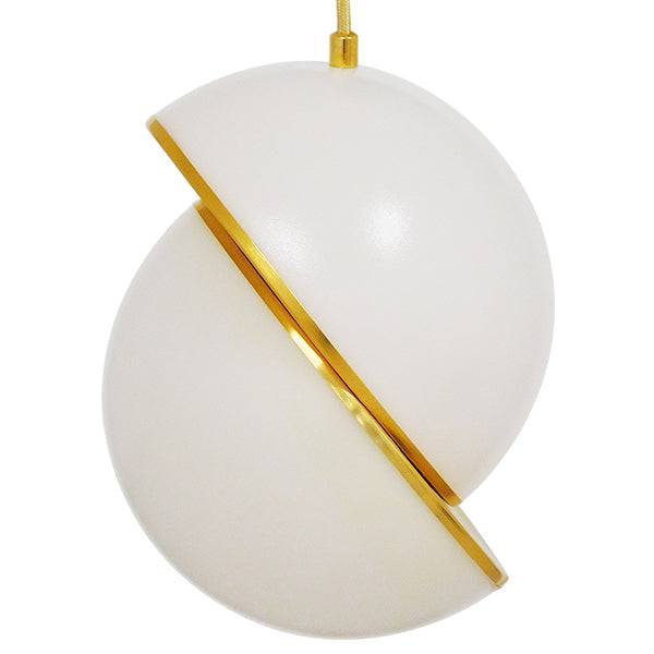 GloboStar® HUDSON 01554 Μοντέρνο Κρεμαστό Φωτιστικό Οροφής Μονόφωτο Λευκό με Χρυσό Φ20 x Υ25cm - ledmania.gr