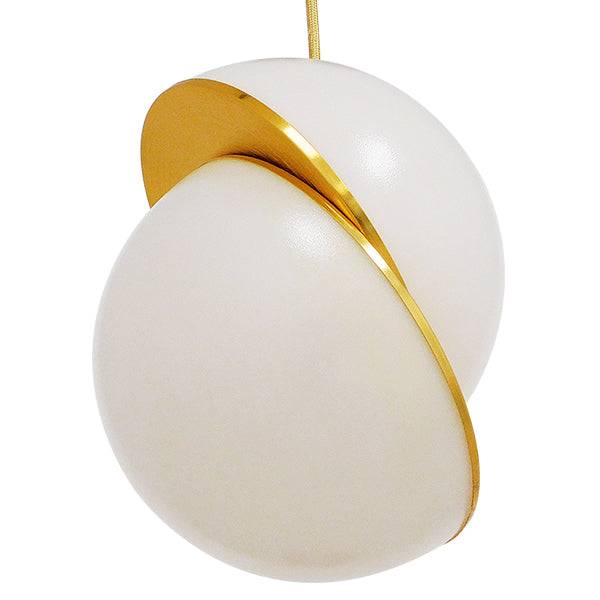 GloboStar® HUDSON 01554 Μοντέρνο Κρεμαστό Φωτιστικό Οροφής Μονόφωτο Λευκό με Χρυσό Φ20 x Υ25cm - ledmania.gr