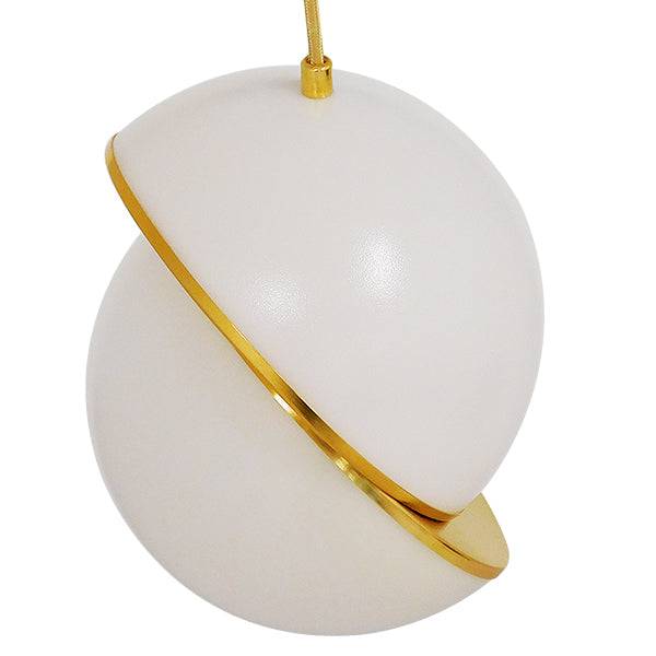 GloboStar® HUDSON 01554 Μοντέρνο Κρεμαστό Φωτιστικό Οροφής Μονόφωτο Λευκό με Χρυσό Φ20 x Υ25cm - ledmania.gr