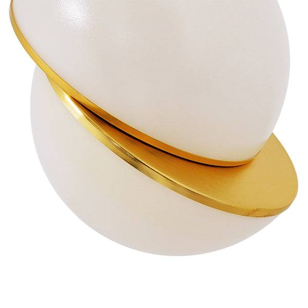 GloboStar® HUDSON 01554 Μοντέρνο Κρεμαστό Φωτιστικό Οροφής Μονόφωτο Λευκό με Χρυσό Φ20 x Υ25cm - ledmania.gr