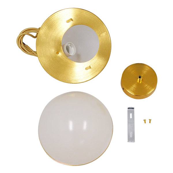 GloboStar® HUDSON 01554 Μοντέρνο Κρεμαστό Φωτιστικό Οροφής Μονόφωτο Λευκό με Χρυσό Φ20 x Υ25cm - ledmania.gr