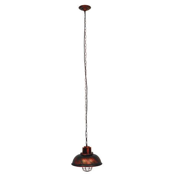GloboStar® HARROW 01572 Vintage Industrial Κρεμαστό Φωτιστικό Οροφής Μονόφωτο Καφέ Σκουριά Μεταλλικό Πλέγμα Φ33 x Υ32cm - ledmania.gr