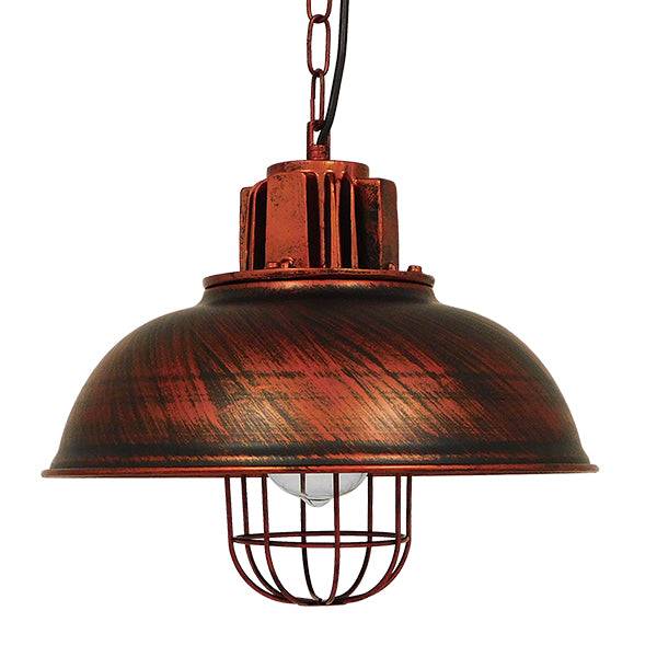 GloboStar® HARROW 01572 Vintage Industrial Κρεμαστό Φωτιστικό Οροφής Μονόφωτο Καφέ Σκουριά Μεταλλικό Πλέγμα Φ33 x Υ32cm - ledmania.gr
