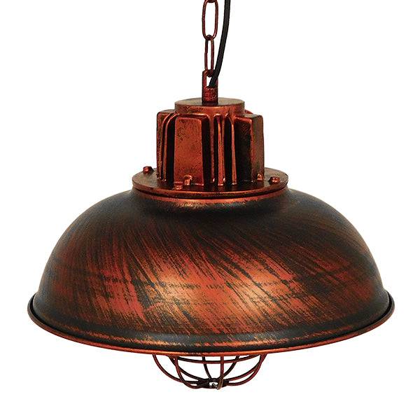 GloboStar® HARROW 01572 Vintage Industrial Κρεμαστό Φωτιστικό Οροφής Μονόφωτο Καφέ Σκουριά Μεταλλικό Πλέγμα Φ33 x Υ32cm - ledmania.gr