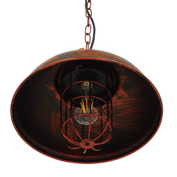 GloboStar® HARROW 01572 Vintage Industrial Κρεμαστό Φωτιστικό Οροφής Μονόφωτο Καφέ Σκουριά Μεταλλικό Πλέγμα Φ33 x Υ32cm - ledmania.gr