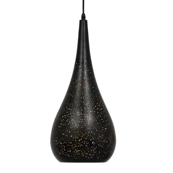 GloboStar® CORONA 01589 Μοντέρνο Κρεμαστό Φωτιστικό Οροφής Μονόφωτο Μαύρο με Χρυσό Μεταλλικό Καμπάνα Φ20 x Υ46cm - ledmania.gr